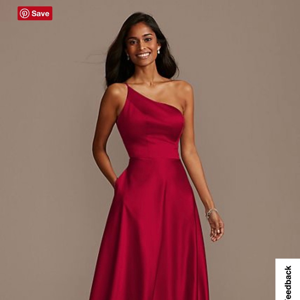 David’s Bridal One Shoulder A-Line Satin Dress